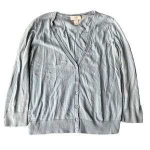 Ann Taylor LOFT Women's Baby Blue Long Sleeve Knit Cardigan Size Medium Spring